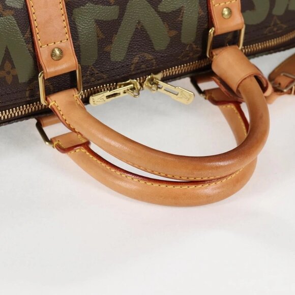 LOUIS VUITTON Monogram Graffiti Keepall 50 Boston Bag Khaki M92196 Auth 115621AM - Picture 8 of 16